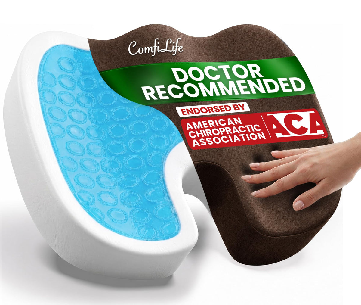 ComfiLife Doctor Recommended Seat Cushion - Premium Gel & Memory Foam Office Chair, Car Seat, Lifting Cushion - Chair Cushions for Back & Sciatica Relief - Seat Cushions for Office & Desk (Black)