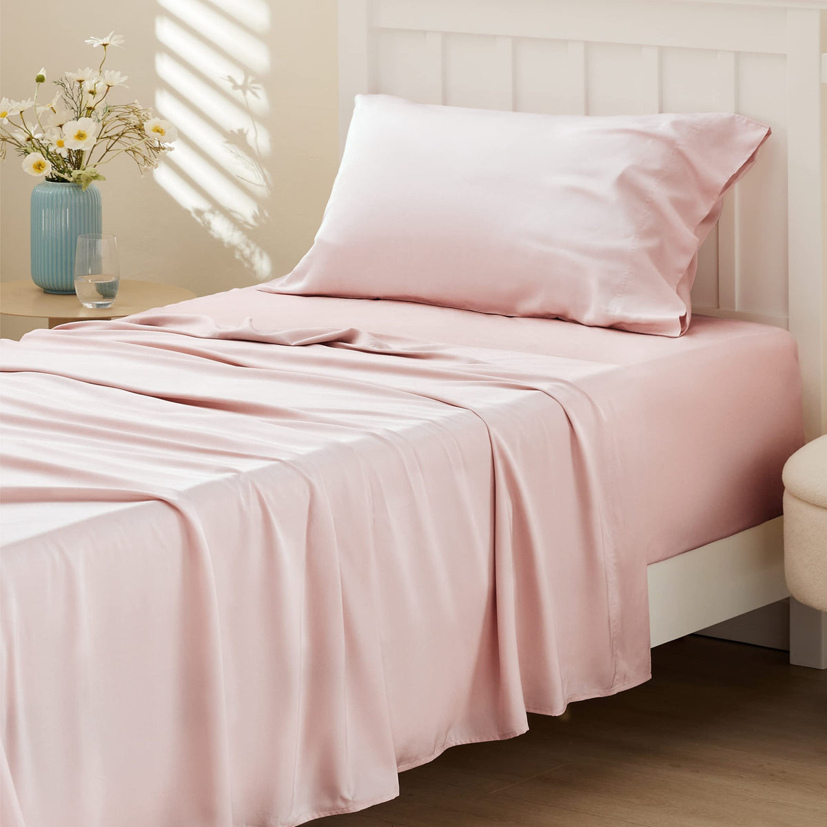 Bedsure PureWoven 100% Rayon Derived from Bamboo, Queen Sheets, 4 Pieces