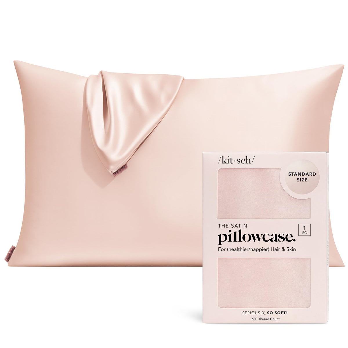 Kitsch Satin Pillowcase with Zipper - 2 pcs Standard Size, Aura