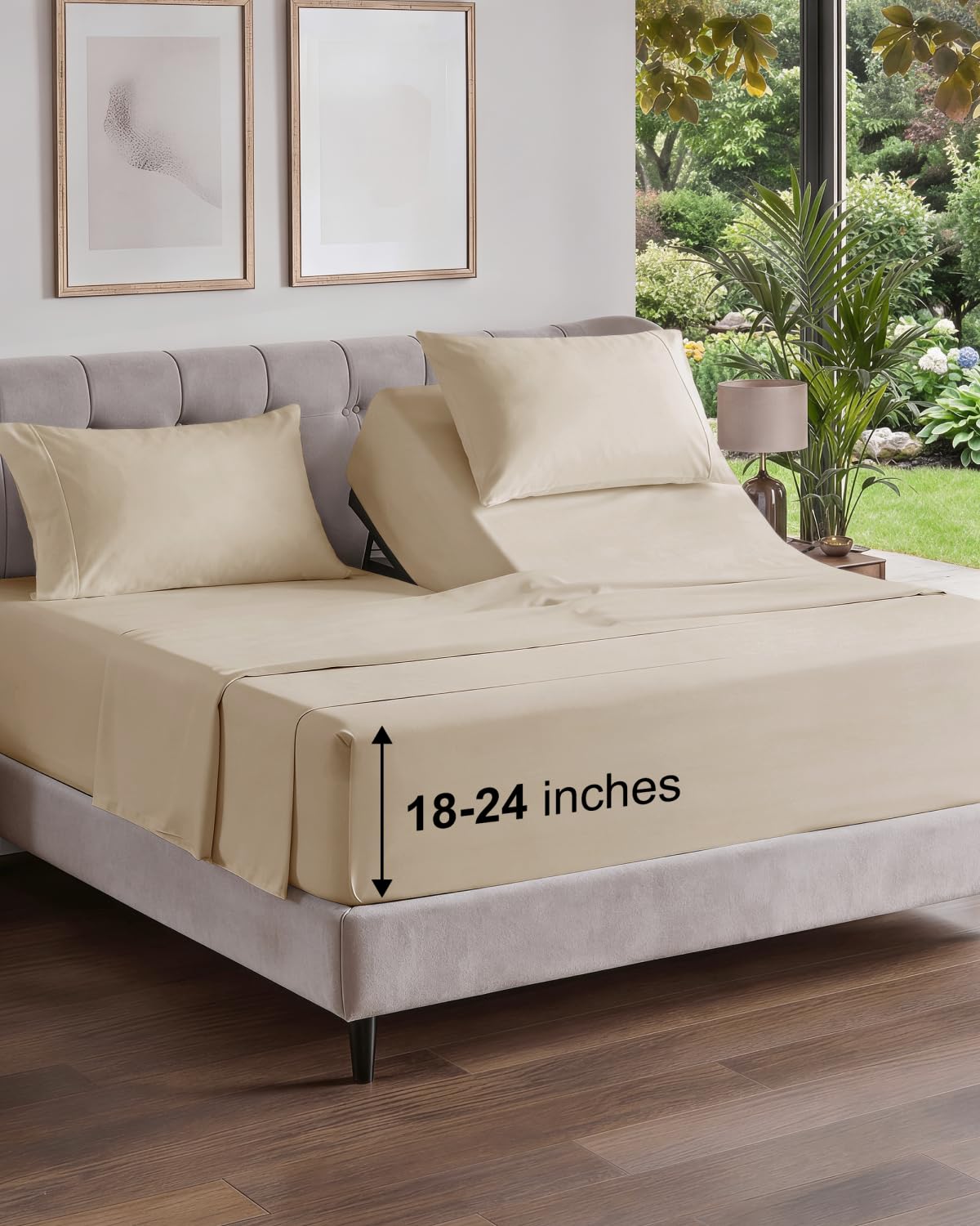 Extra Deep Queen Sheet Set - 4 Piece Breathable Cooling Sheets - Dark Grey