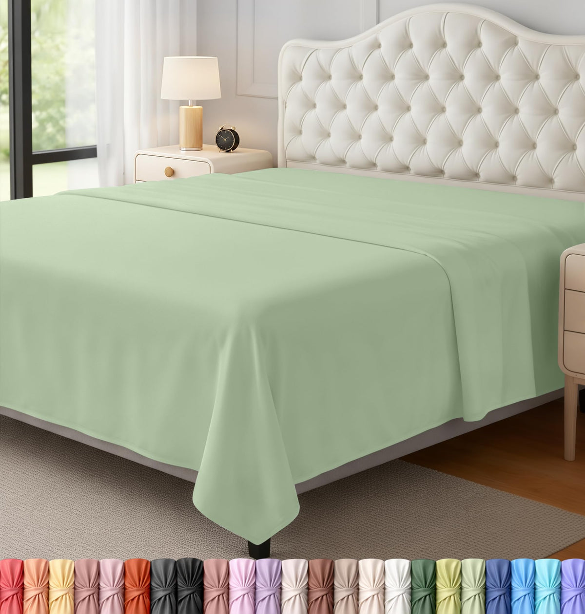 Twin Size Flat Sheet Only, Ultra Soft & Breathable Hotel Sheets, White