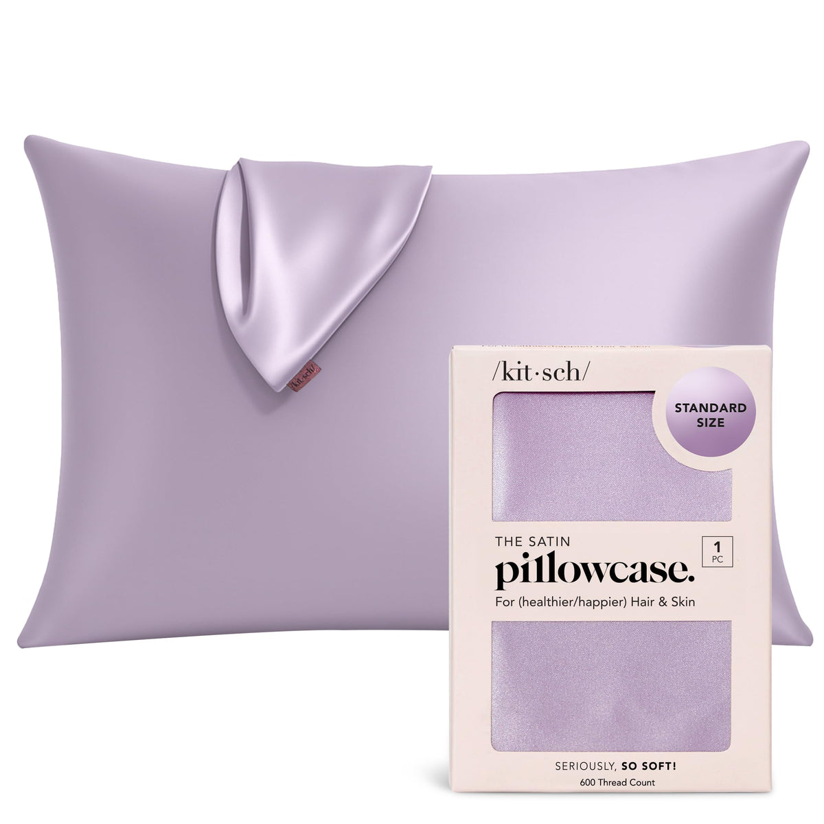Kitsch Satin Pillowcase with Zipper - 2 pcs Standard Size, Aura