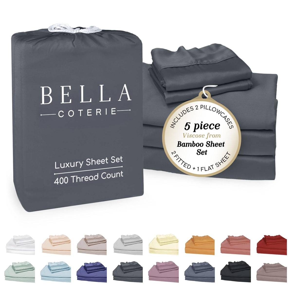 Bella Coterie Luxury Bamboo Viscose Queen Size Sheet Set