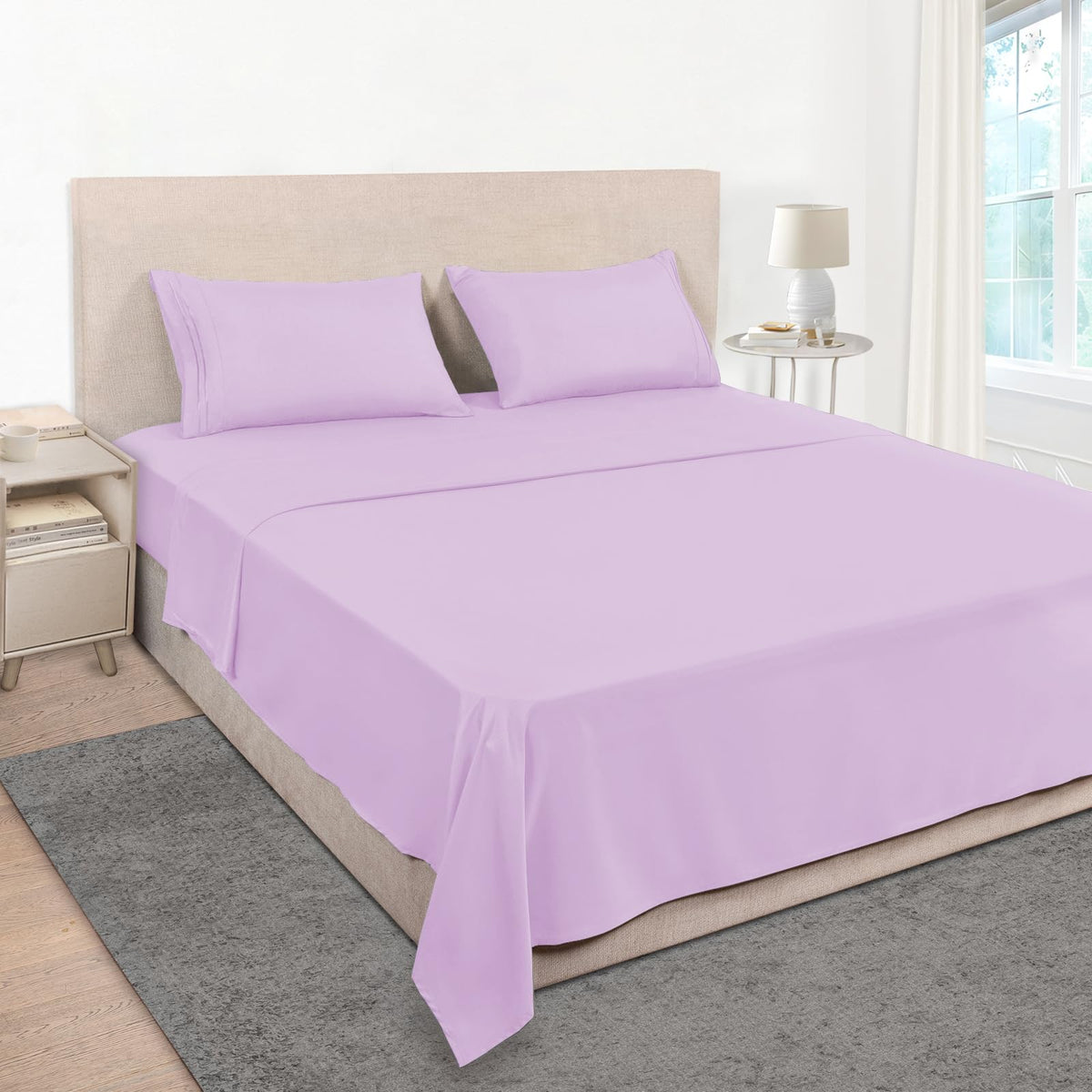 Mejoroom Queen Size Sheet Set - Hotel Luxury 1800 Bedding Sheets & Pillowcases - Deep Pocket Fitted Sheet, Soft, Breathable, Wrinkle & Fade Resistant - 4 Piece (Queen, Blush Pink)