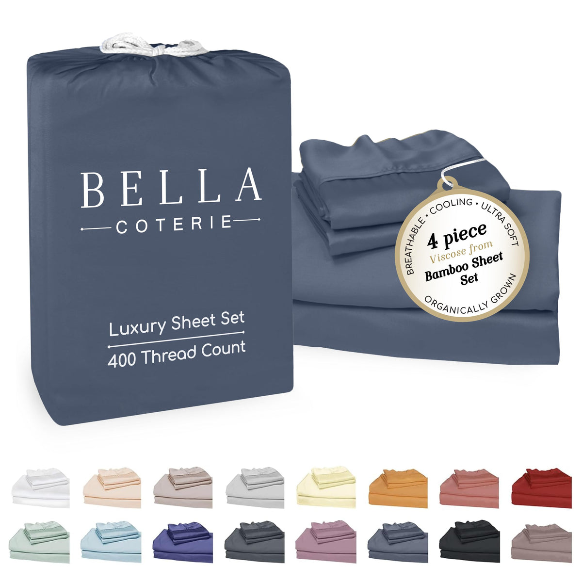 Bella Coterie Luxury Bamboo Viscose Queen Size Sheet Set