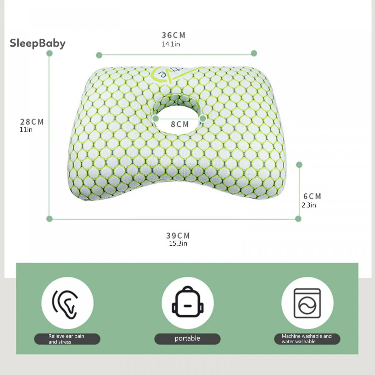 Ear Piercing Pillow for Side Sleepers, Polyester Fibre Washable Ear Guard Pillow for Adults