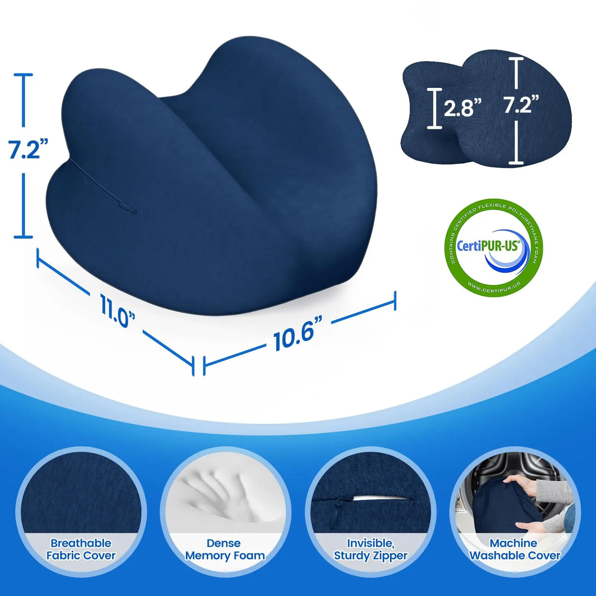 High-Density Durable Memory Foam Knee Pillow - Heart Shape Sleep Cushion for Side Sleepers, Breathable Fabric, Hidden Zipper, Aids Knees-Hips-Spinal Alignment, Allow 24 Hours for Full Expansion,sohochic