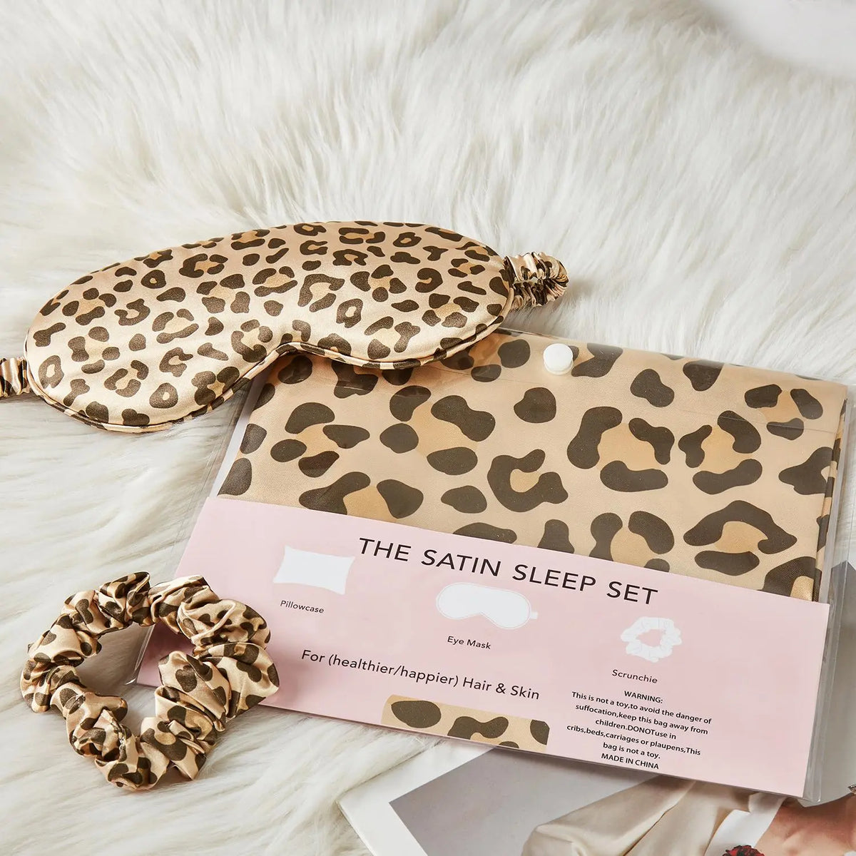 Leopard Print Pillowcase Set, 3 Counts/set Including 1 Count Pillowcase & 1 Count Scrunchie & 1 Count Eye Mask, Soft Comfortable Cozy Comfy Bedding Set for Home & Travel