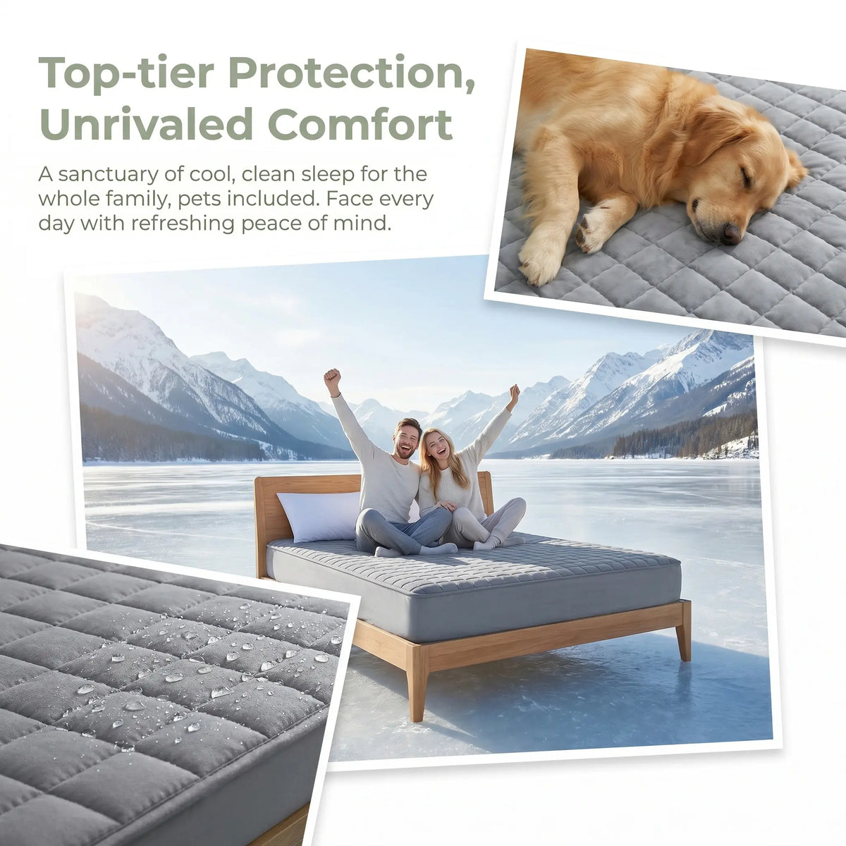 1PC Waterproof Mattress Protector (without pillowcase and pillow), Noiseless Deep Pocket Fitted Sheet, Soft & Comfortable Bed Cover, Available in Multiple Sizes, Durable and Machine Washable, Ideal for Bedroom and Home Use para colchon  bed sheet set summ