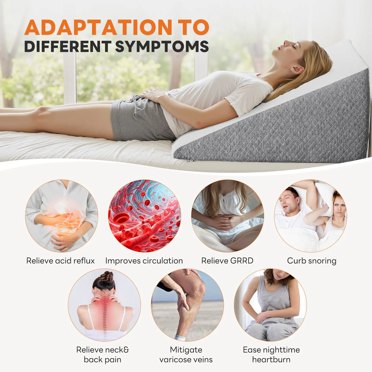 Sweetcrispy Premium Memory Foam Wedge Pillow - Supportive Sitting Sleep Cushion with Machine Washable Anti-Allergic Cover, Triangle Design for Sleep Apnea, Neck Care, Minimal Care Cooling Bedding Comfort
