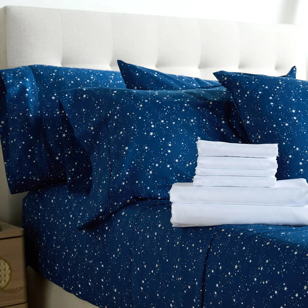 Home Reflections 2pk Double Brushed Sheet Sets with Extra Cases