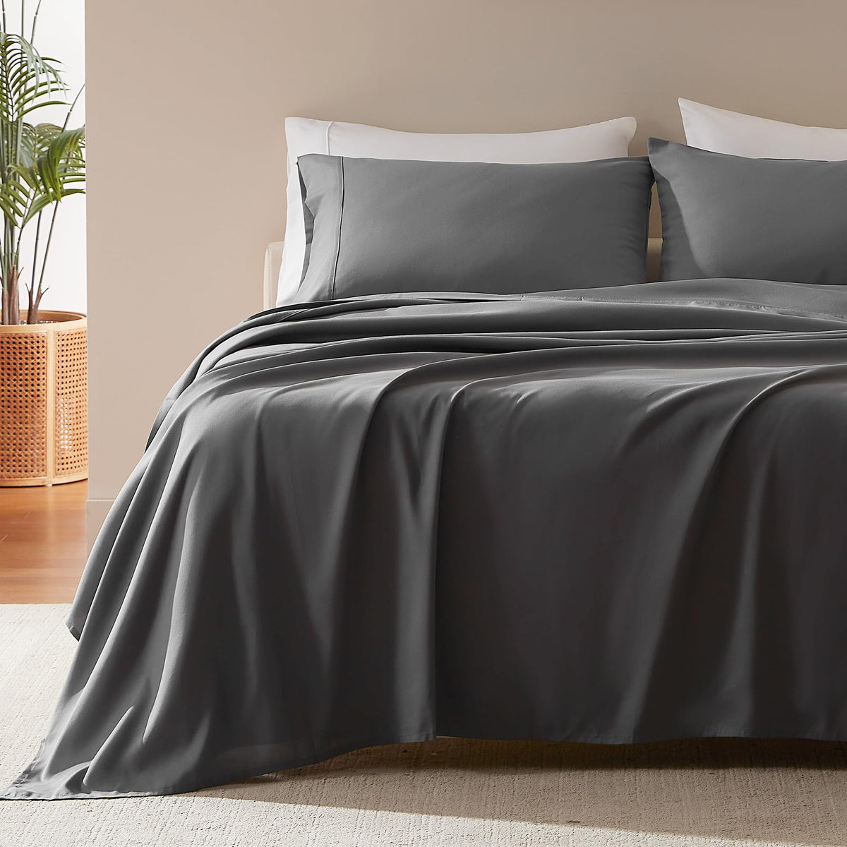 SLEEP ZONE Striped Cooling Queen Sheets Set - Fitted Flat Sheet & Pillowcase Sets 4 Piece - Super Soft Stripe Bed Sheet, Easy Care, Deep Pocket (Teal, Queen)