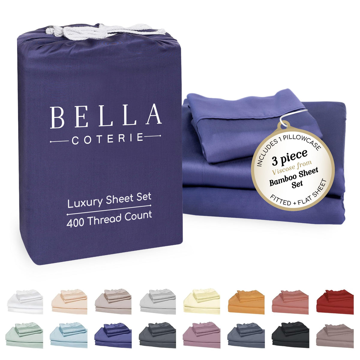 Bella Coterie Luxury Bamboo Viscose Queen Size Sheet Set