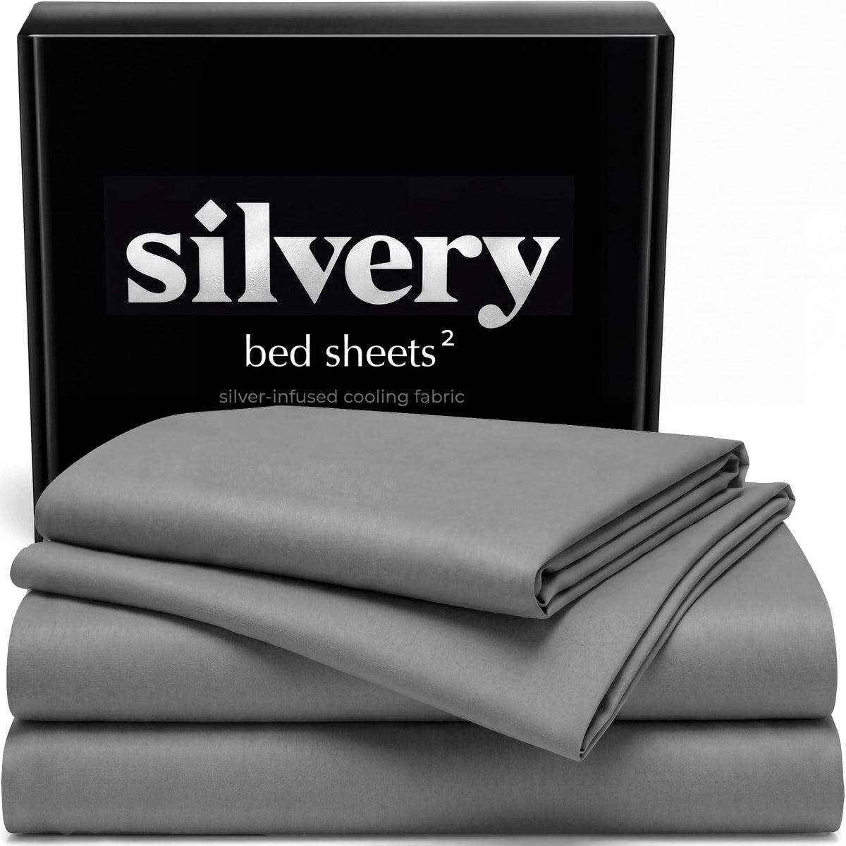 Silvery Silver Infused Ice Blue Bed Sheets Set - Award-Winning Self-Cooling Fabric with Self-Cleaning Silvery Technology that Stays Fresh 3X Longer for Hygienic Sleep