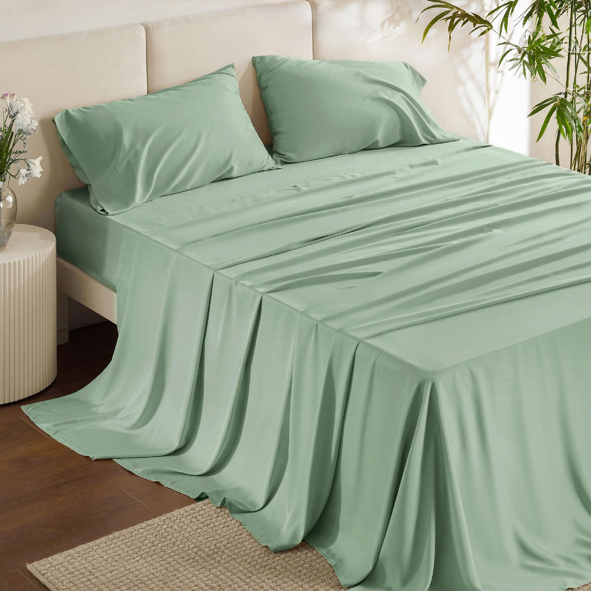 Bedsure PureWoven 100% Rayon Derived from Bamboo, Queen Sheets, 4 Pieces