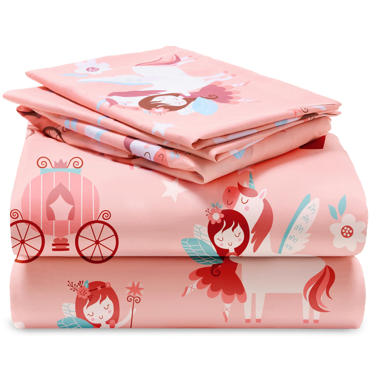 Joiedomi Kids Twin Sheet Set Unicorn - 3 Piece Soft Microfiber Bed Sheets - Deep Pocket Wrinkle Free, Cozy Toddler Bedding Set, Fade Resistant Breathable for Boys Girls Teens