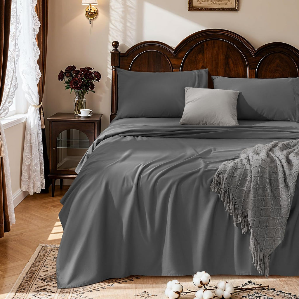 LBRO2M 100% Egyptian Cotton Sheet 1000 TC, Durable 16” Deep Pocket Sheets