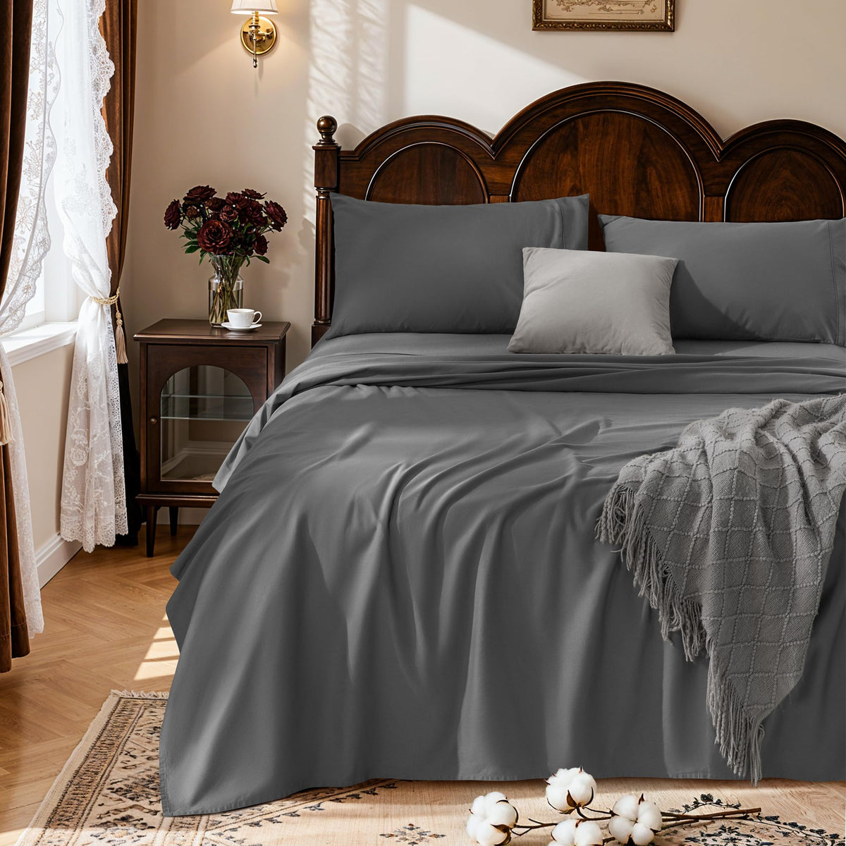 LBRO2M 100% Egyptian Cotton Sheet 1000 TC, Durable 16” Deep Pocket Sheets