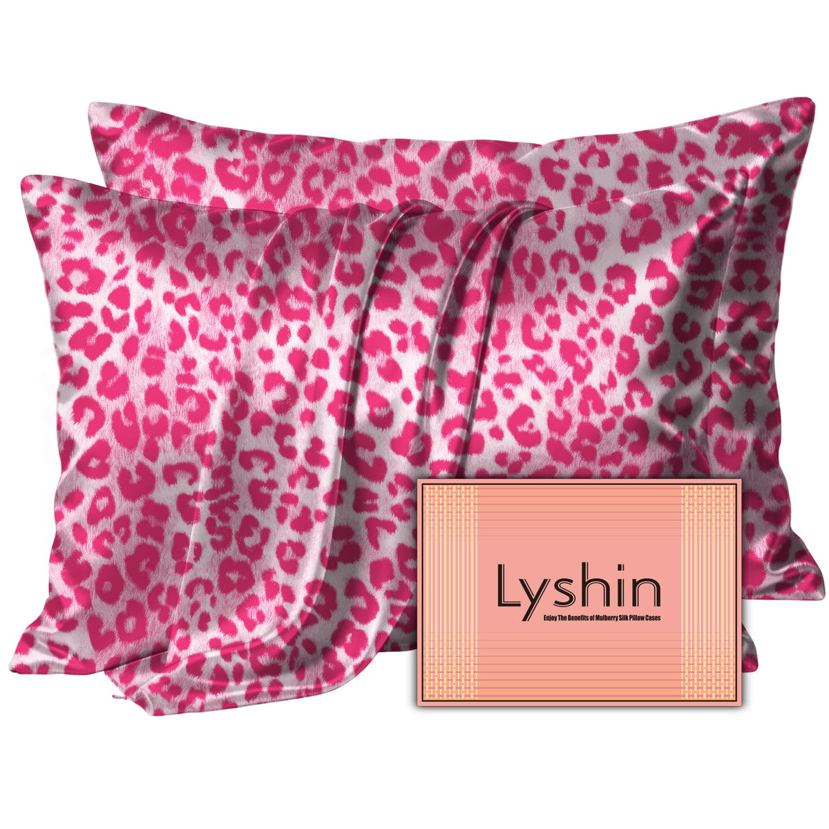 LYSHIN Silk Pillow Cases 2 Pack Standard Size with Zipper, Champagne