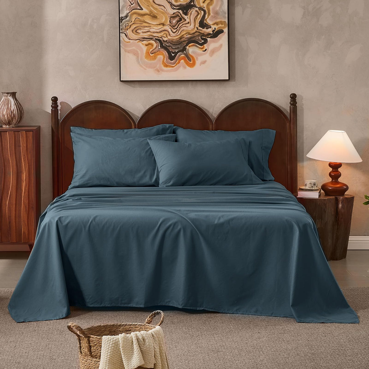 100% Linen Sheets Queen Size,Breathable & Durable 4-Piece Bed Flax Sheet Set,Soft All-Season Bedding for Hot Sleepers 16" Deep Pocket Oeko-TEX Certified,（Queen, Linen）