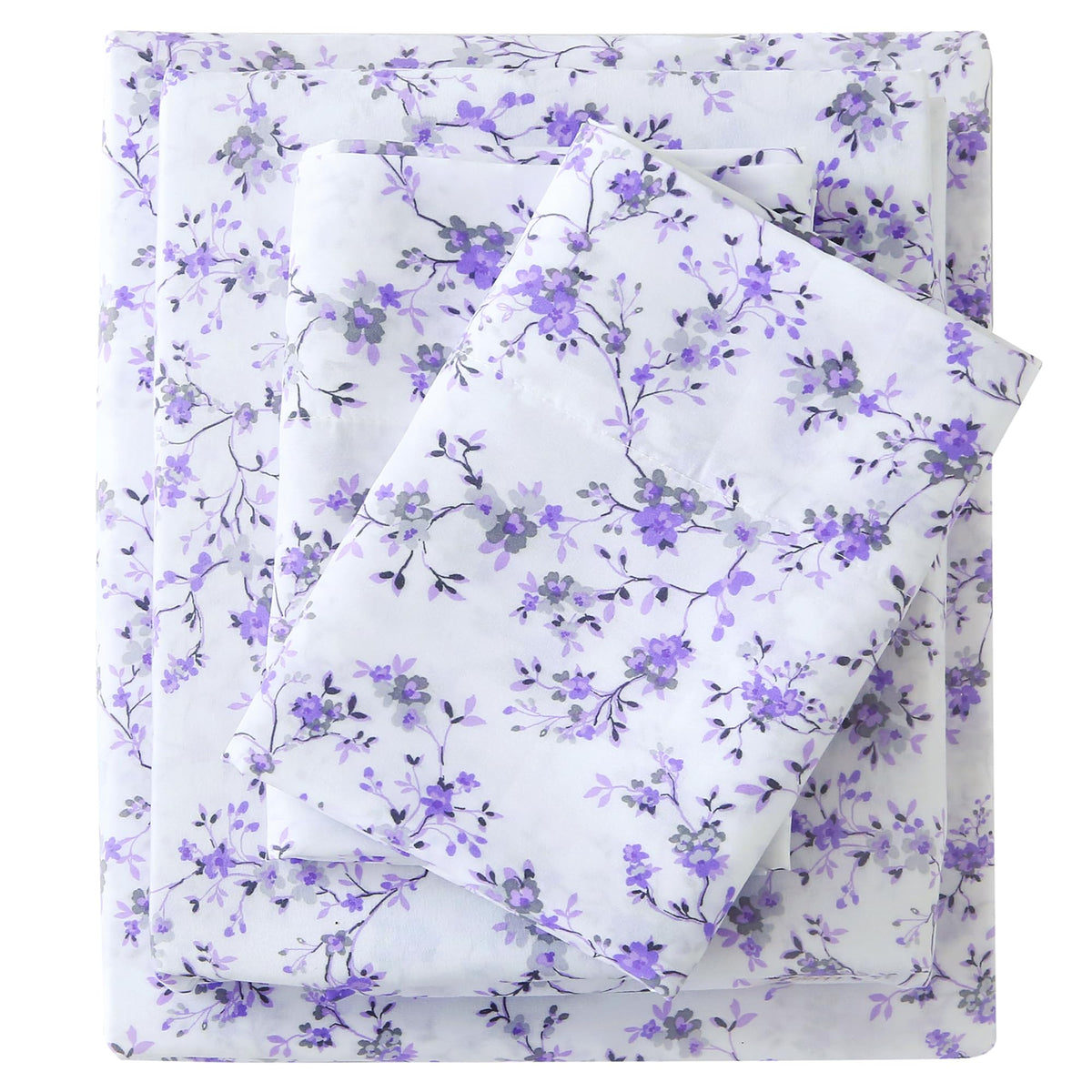 Viviland Floral Twin Sheet Set - 3 Piece Vintage Pink & Yellow Flower Patterned Bed Sheets - Soft, Breathable Microfiber Sheets with Deep Pocket, Non-Slip Fitted Sheets & Pillowcases