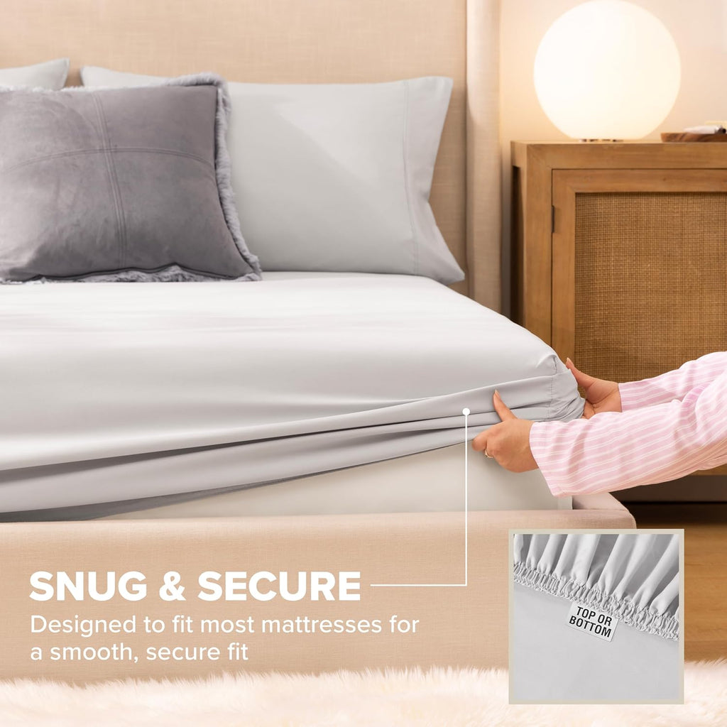 UGG Hedi King Size Sheets Set, Luxury Cooling Sheets, 4-Piece, Grey