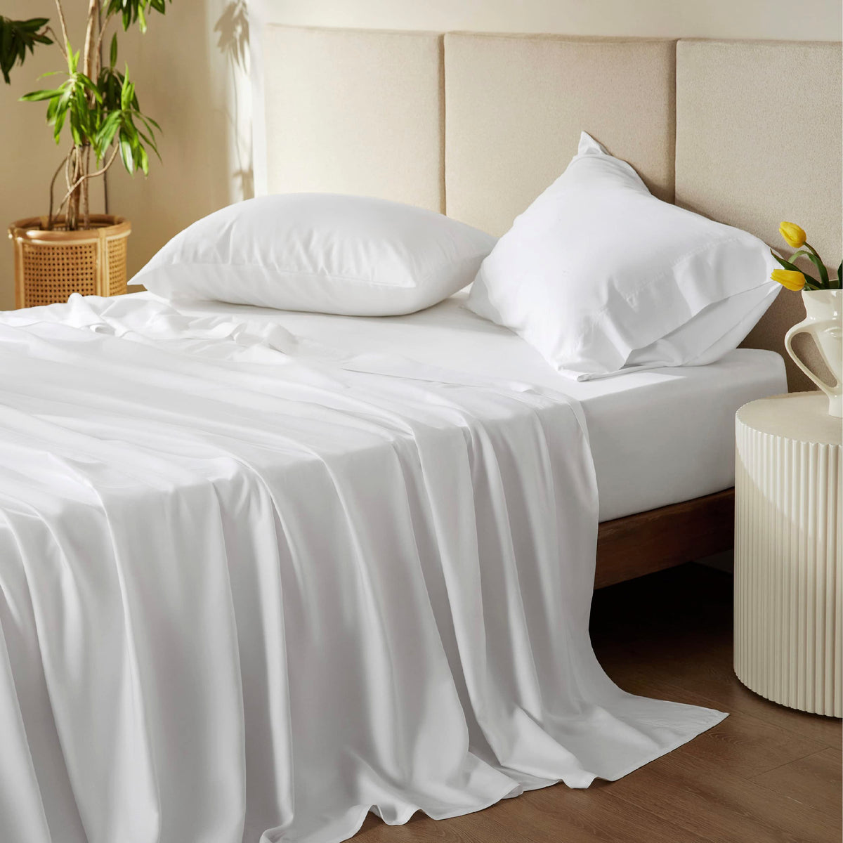 Bedsure PureWoven 100% Rayon Derived from Bamboo, King Size Sheets Set