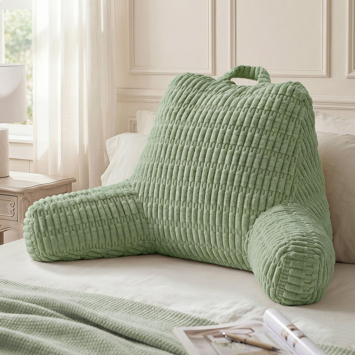 Blissful Diary Reading Pillow for Bed, Backrest Pillow, Cream White