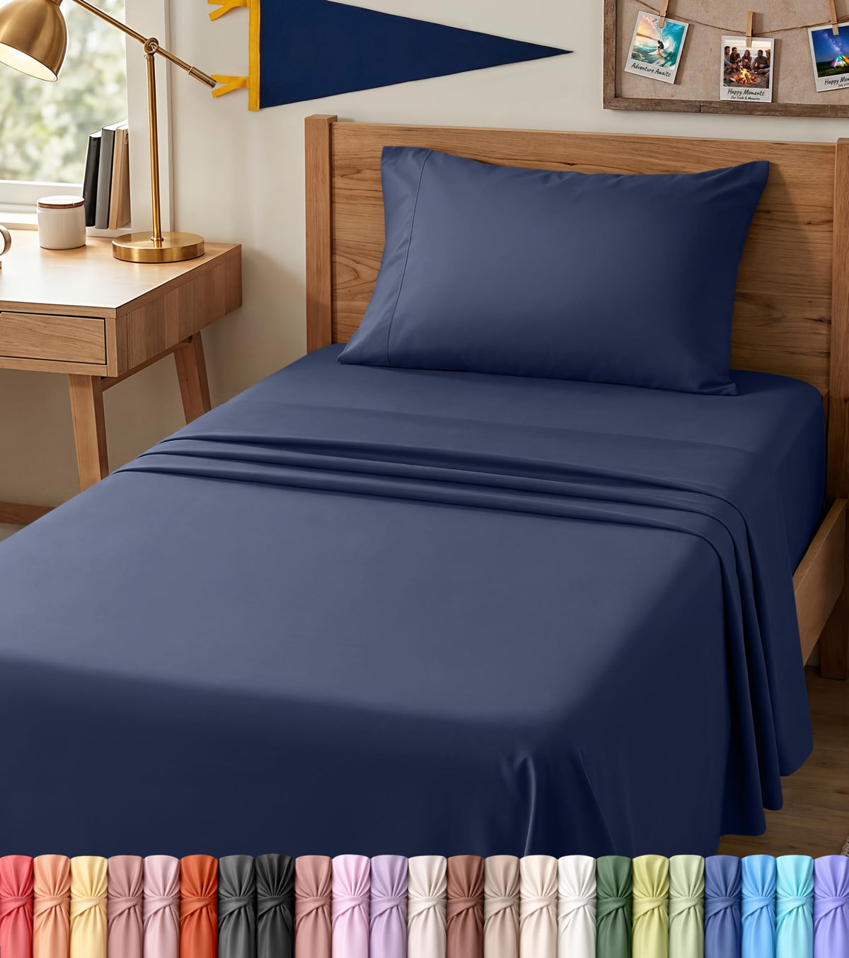 King Sheets Set, 4 Pieces 16" Deep Pocket Hotel Luxury Bed Sheets, Grey