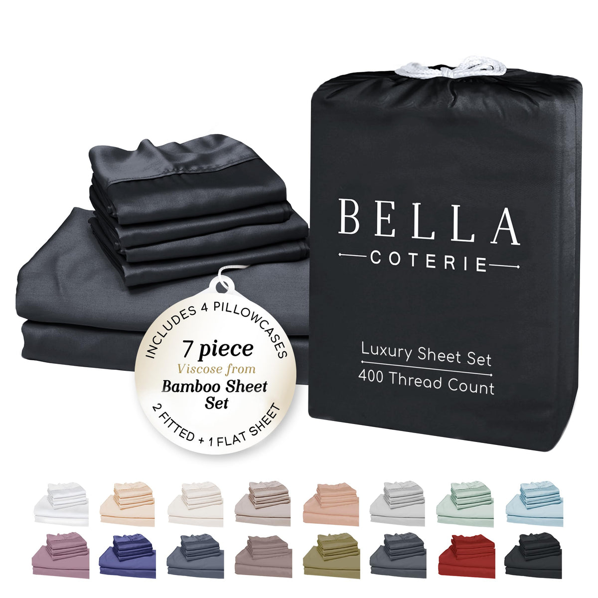 Bella Coterie Luxury Bamboo Viscose Queen Size Sheet Set