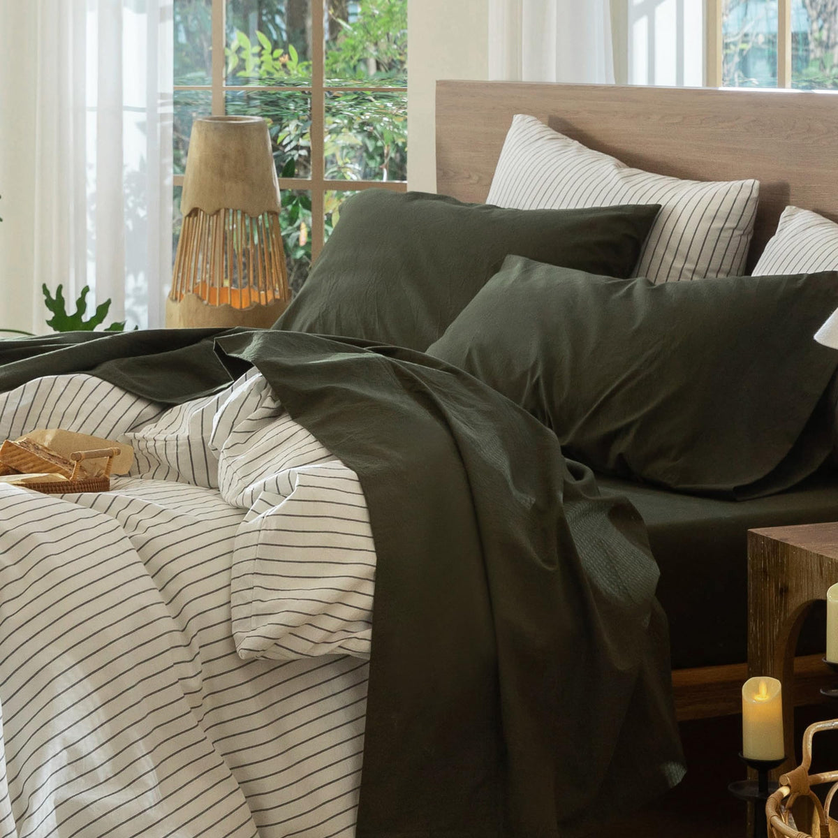 MooMee Sheet Set 100% Washed Cotton Lived-in Extra Deep Pocket King