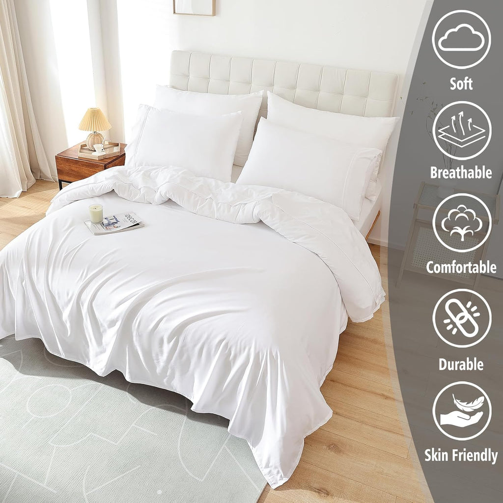 Queen Size Sheet Set, 4 Piece Soft Bed Sheets, Deep Pockets