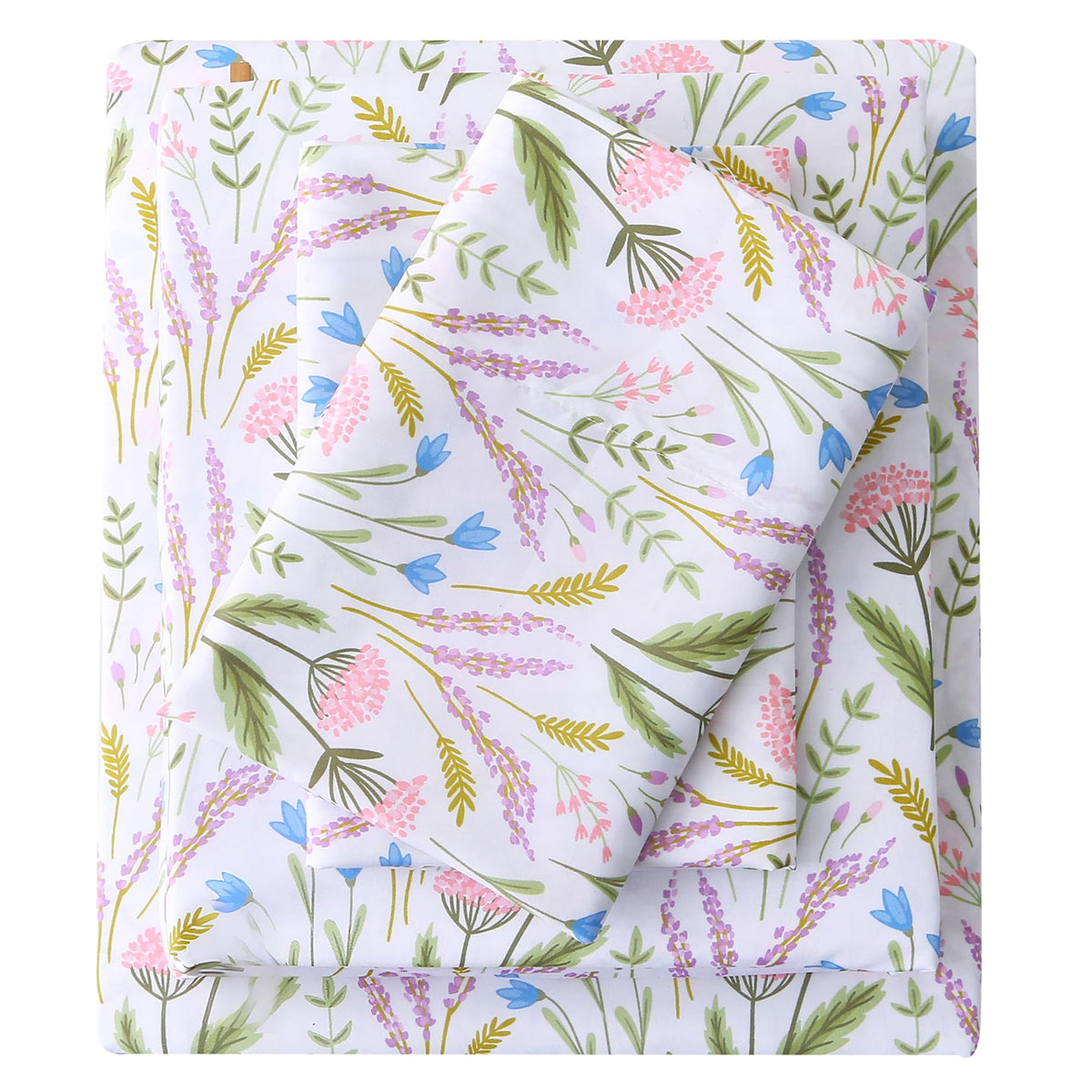 Viviland Floral Twin Sheet Set - 3 Piece Vintage Pink & Yellow Flower Patterned Bed Sheets - Soft, Breathable Microfiber Sheets with Deep Pocket, Non-Slip Fitted Sheets & Pillowcases
