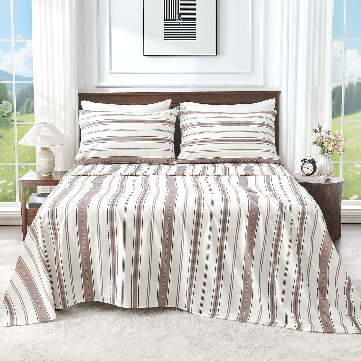 100% Linen Sheets Queen Size,Breathable & Durable 4-Piece Bed Flax Sheet Set,Soft All-Season Bedding for Hot Sleepers 16" Deep Pocket Oeko-TEX Certified,（Queen, Linen）