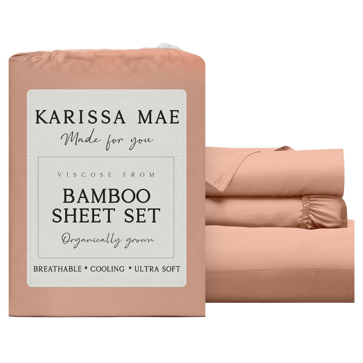 KARISSA MAE 7 Piece Luxury Bamboo Viscose Split King Sheets, FSC Certified