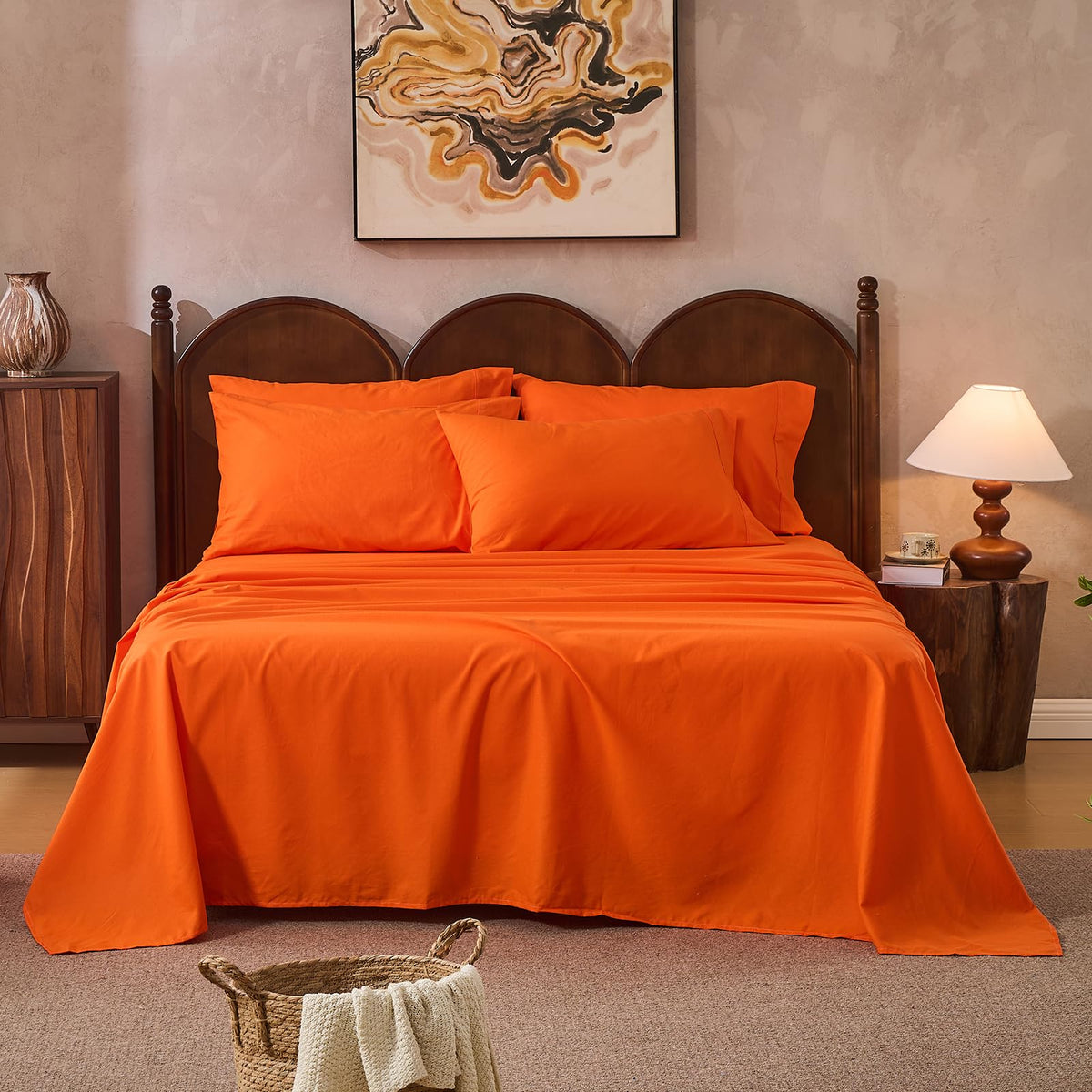 100% Linen Sheets Queen Size,Breathable & Durable 4-Piece Bed Flax Sheet Set,Soft All-Season Bedding for Hot Sleepers 16" Deep Pocket Oeko-TEX Certified,（Queen, Linen）