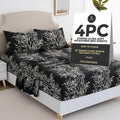 Home 4-Piece Elegant Soft Bed Sheet Set - King, Hunter/White