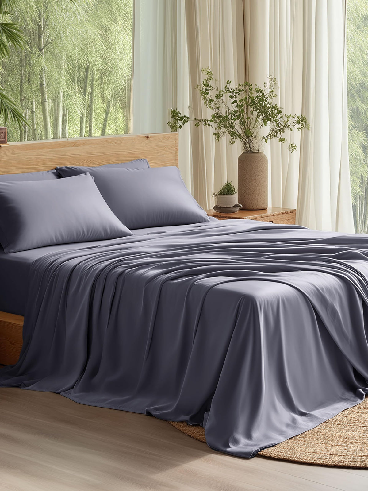 Bedsure PureWoven 100% Rayon Derived from Bamboo, King Size Sheets Set