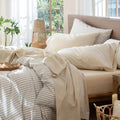 MooMee Sheet Set 100% Washed Cotton Lived-in Extra Deep Pocket King