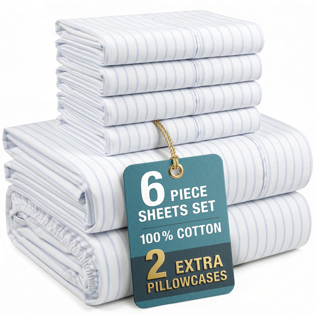 Casa Platino King Size Sheets Set –100% Cotton King Sheets with 4 Pillowcases, Lightweight Feel & Secure Fit, Crisp & Breathable Percale Weave with 15" Deep Pocket, Soft and Cozy – Pure White