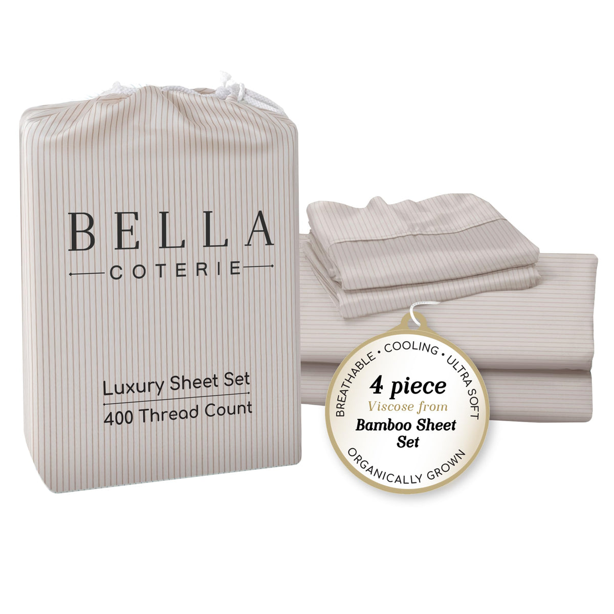 Bella Coterie Luxury Bamboo Viscose Queen Size Sheet Set