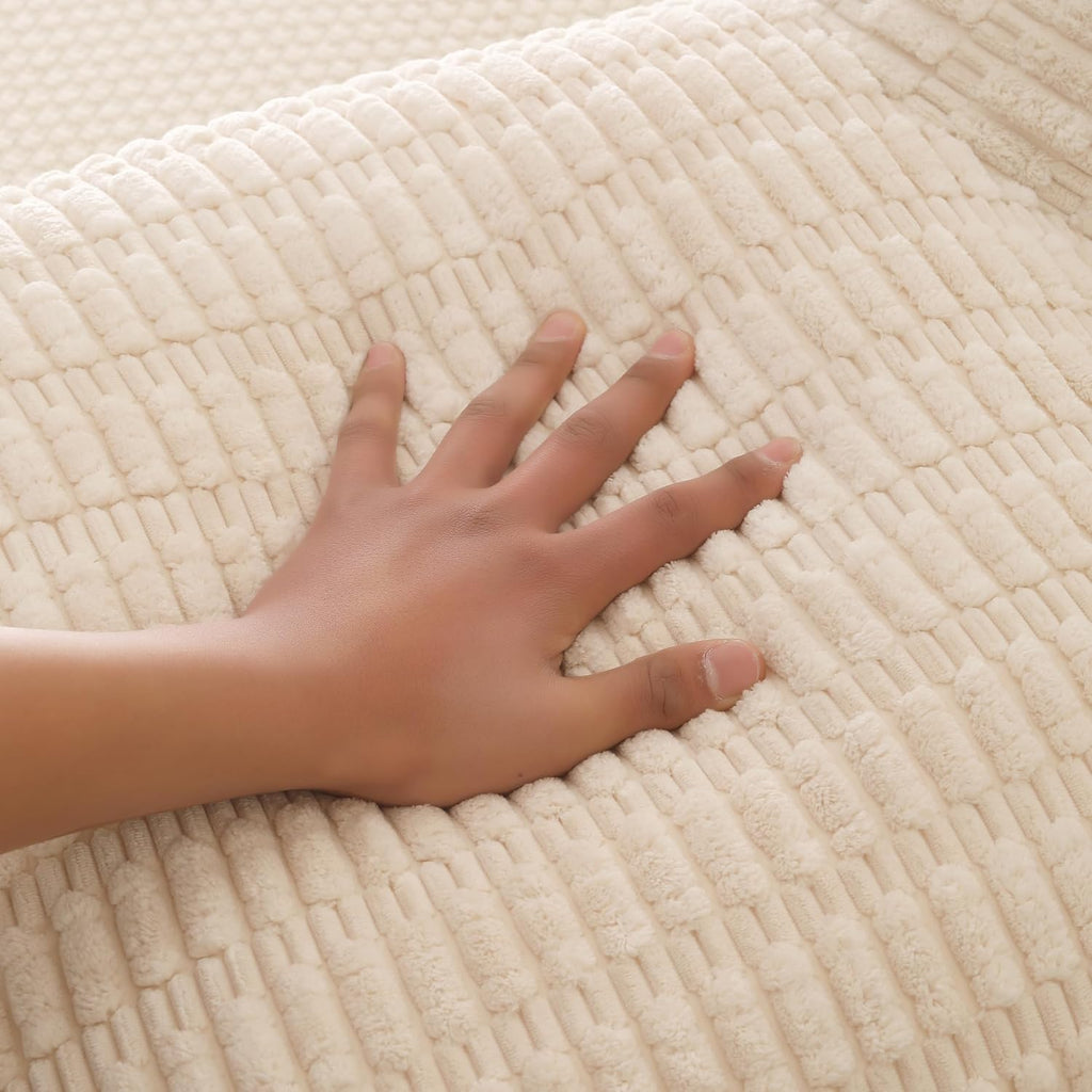 Reading Pillow for Sitting in Bed with Arm,White Corduroy, M