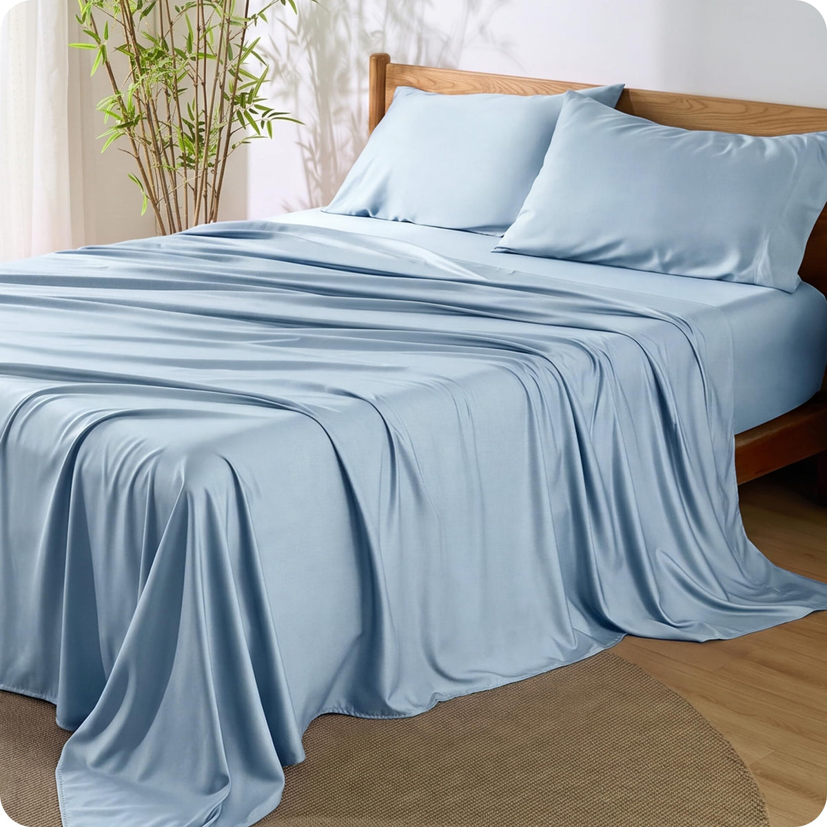Bedsure PureWoven 100% Rayon Derived from Bamboo, King Size Sheets Set