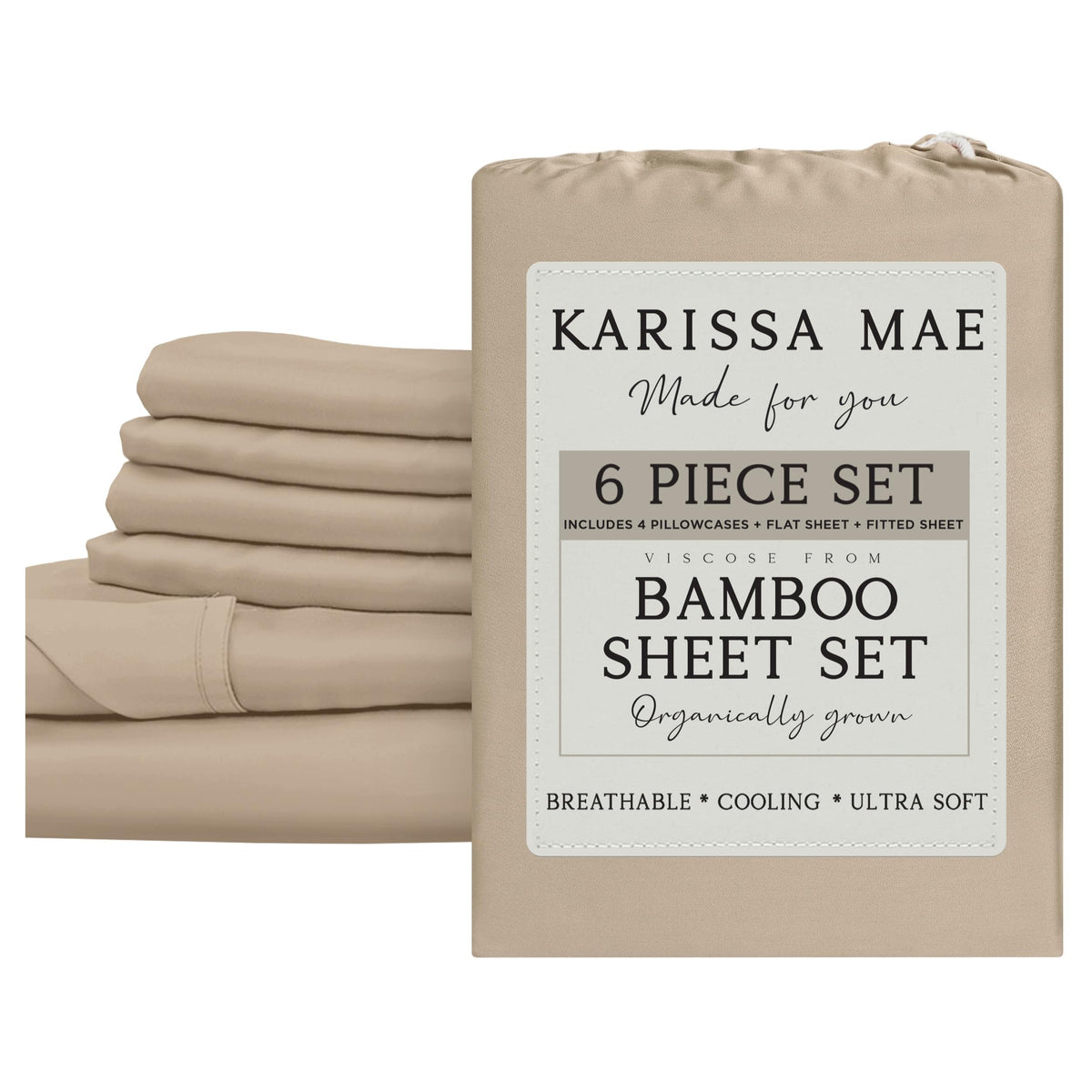 KARISSA MAE 7 Piece Luxury Bamboo Viscose Split King Sheets, FSC Certified