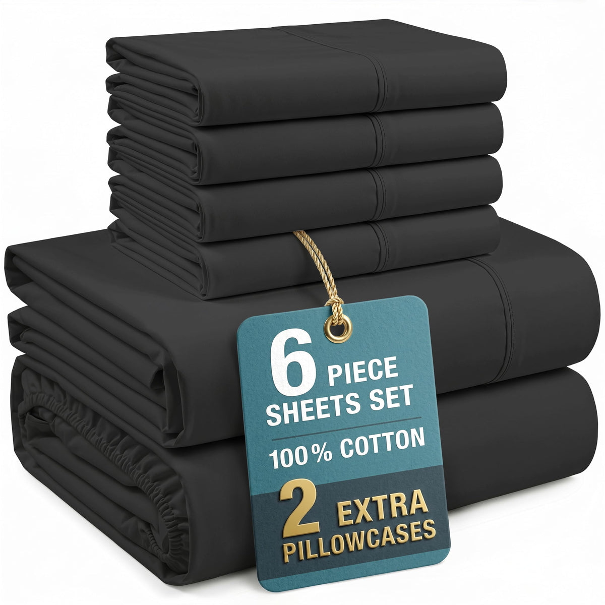 Casa Platino King Size Sheets Set –100% Cotton King Sheets with 4 Pillowcases, Lightweight Feel & Secure Fit, Crisp & Breathable Percale Weave with 15" Deep Pocket, Soft and Cozy – Pure White