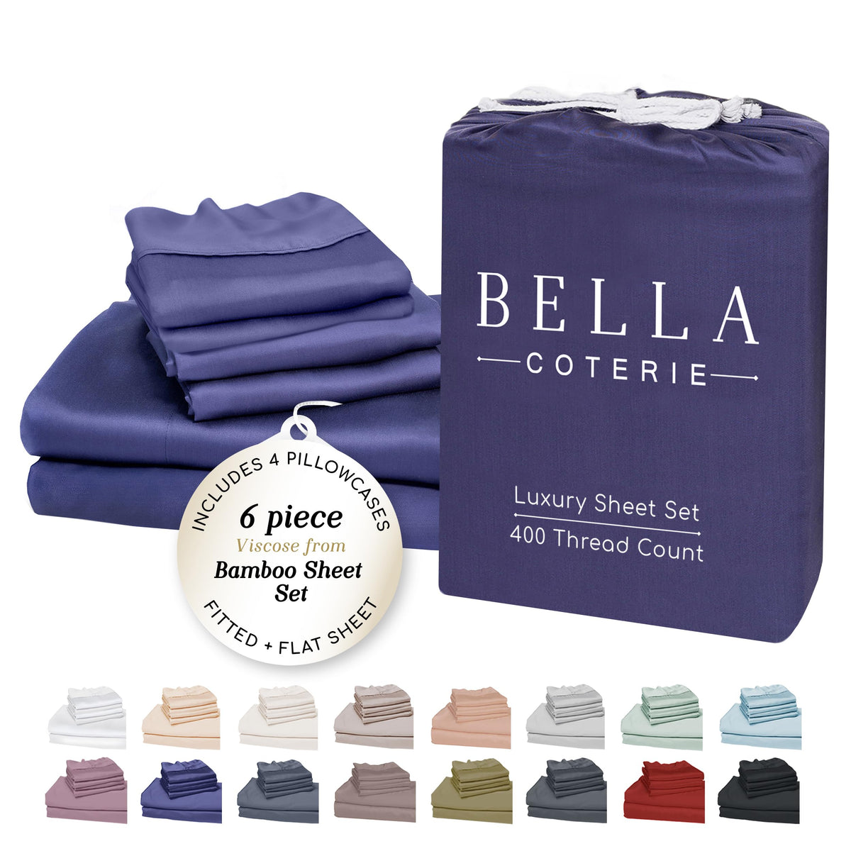 Bella Coterie Luxury Bamboo Viscose Queen Size Sheet Set