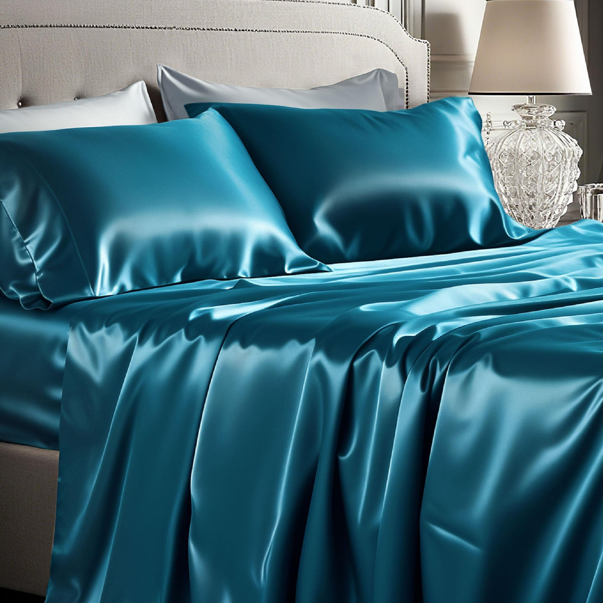 Bedsure Black Satin Sheets Queen Size, Soft Silky Bedsheet for Hair & Skin