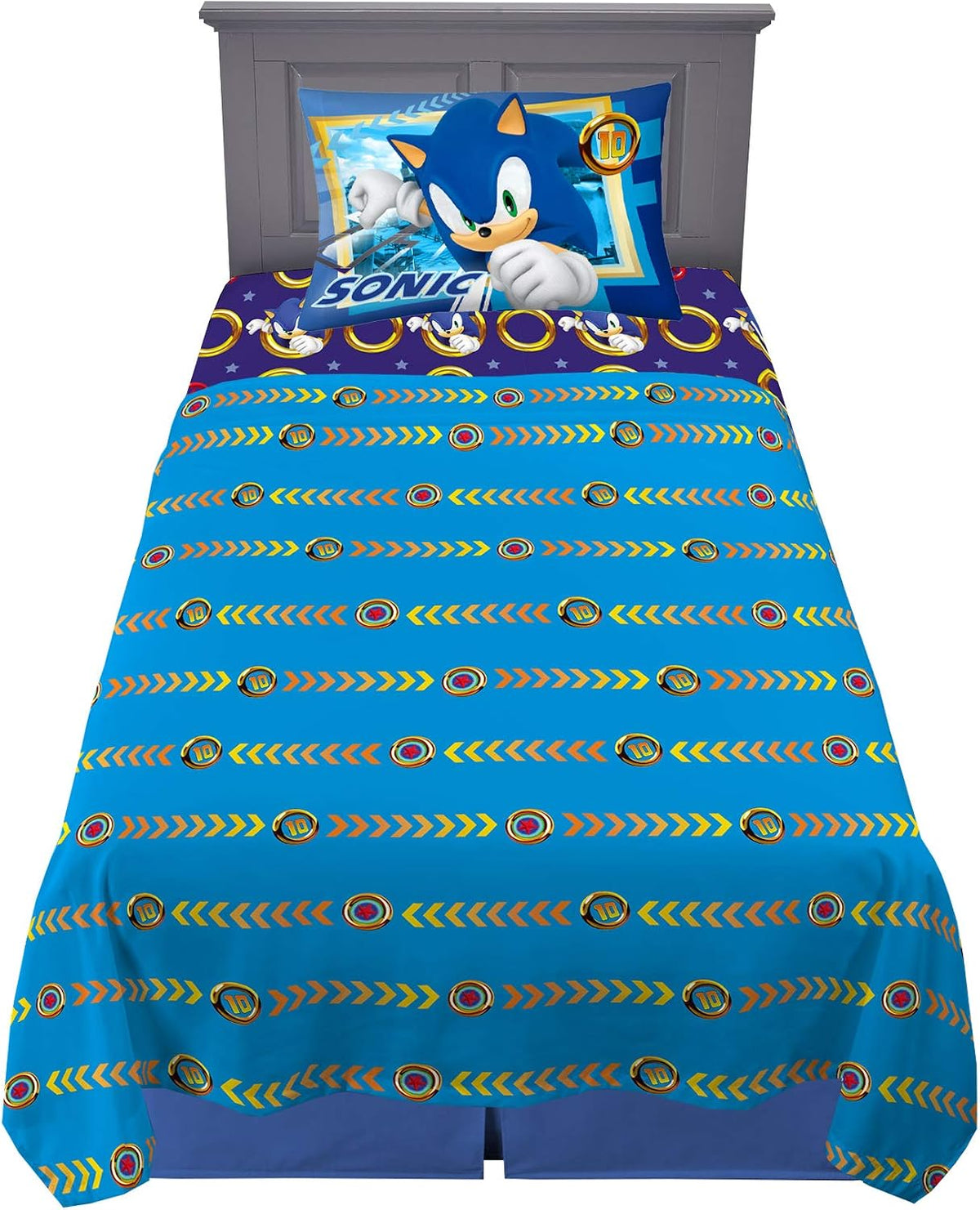 Franco Kids Bedding Super Soft Microfiber Sheet Set, Twin, Sonic The Hedgehog, Anime