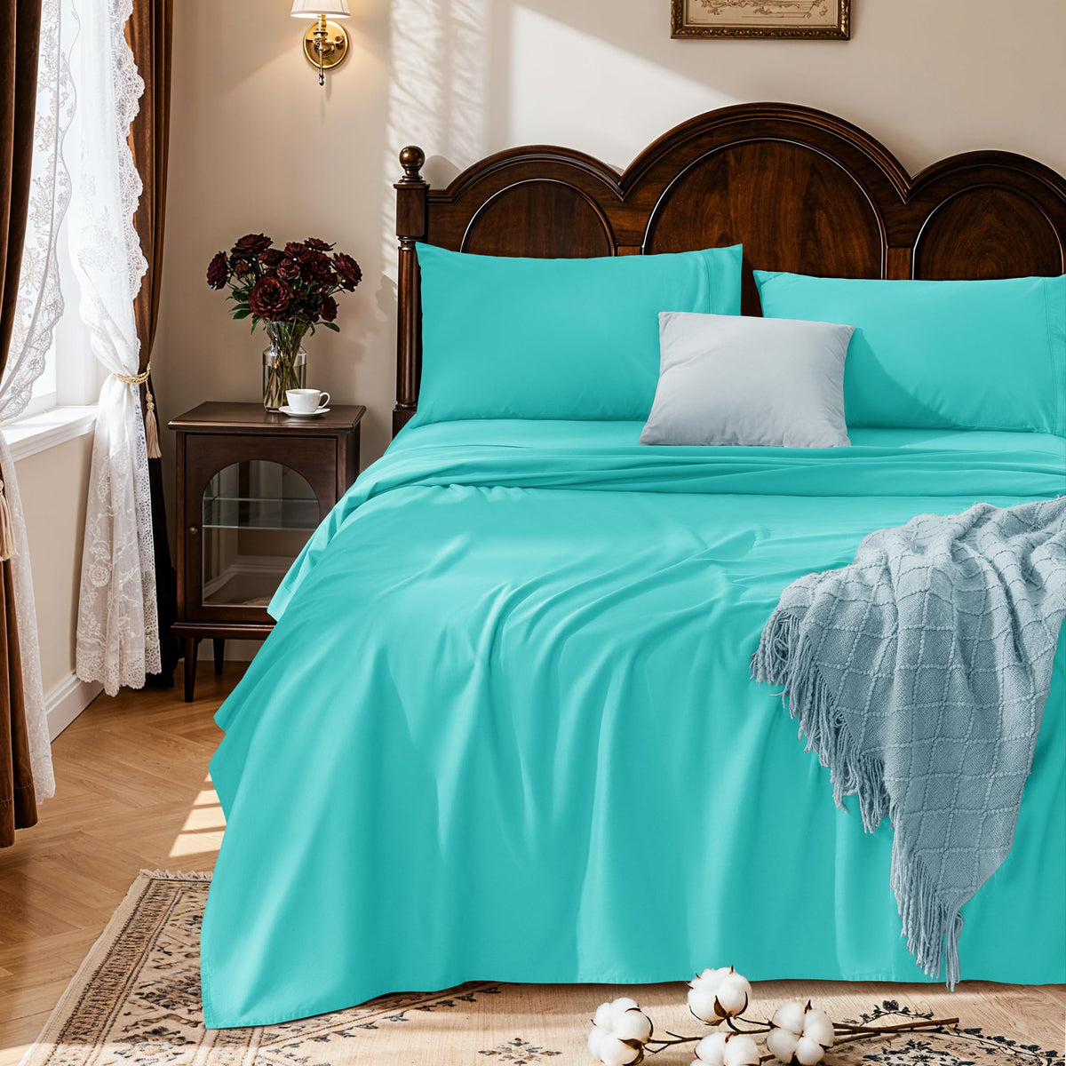 LBRO2M 100% Egyptian Cotton Sheet 1000 TC, Durable 16” Deep Pocket Sheets