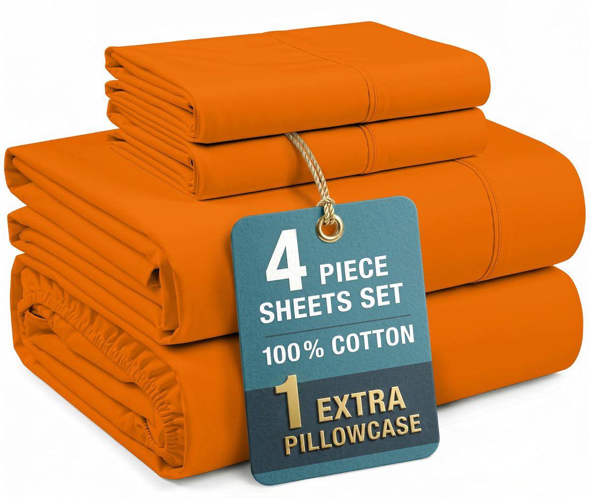 Casa Platino King Size Sheets Set –100% Cotton King Sheets with 4 Pillowcases, Lightweight Feel & Secure Fit, Crisp & Breathable Percale Weave with 15" Deep Pocket, Soft and Cozy – Pure White